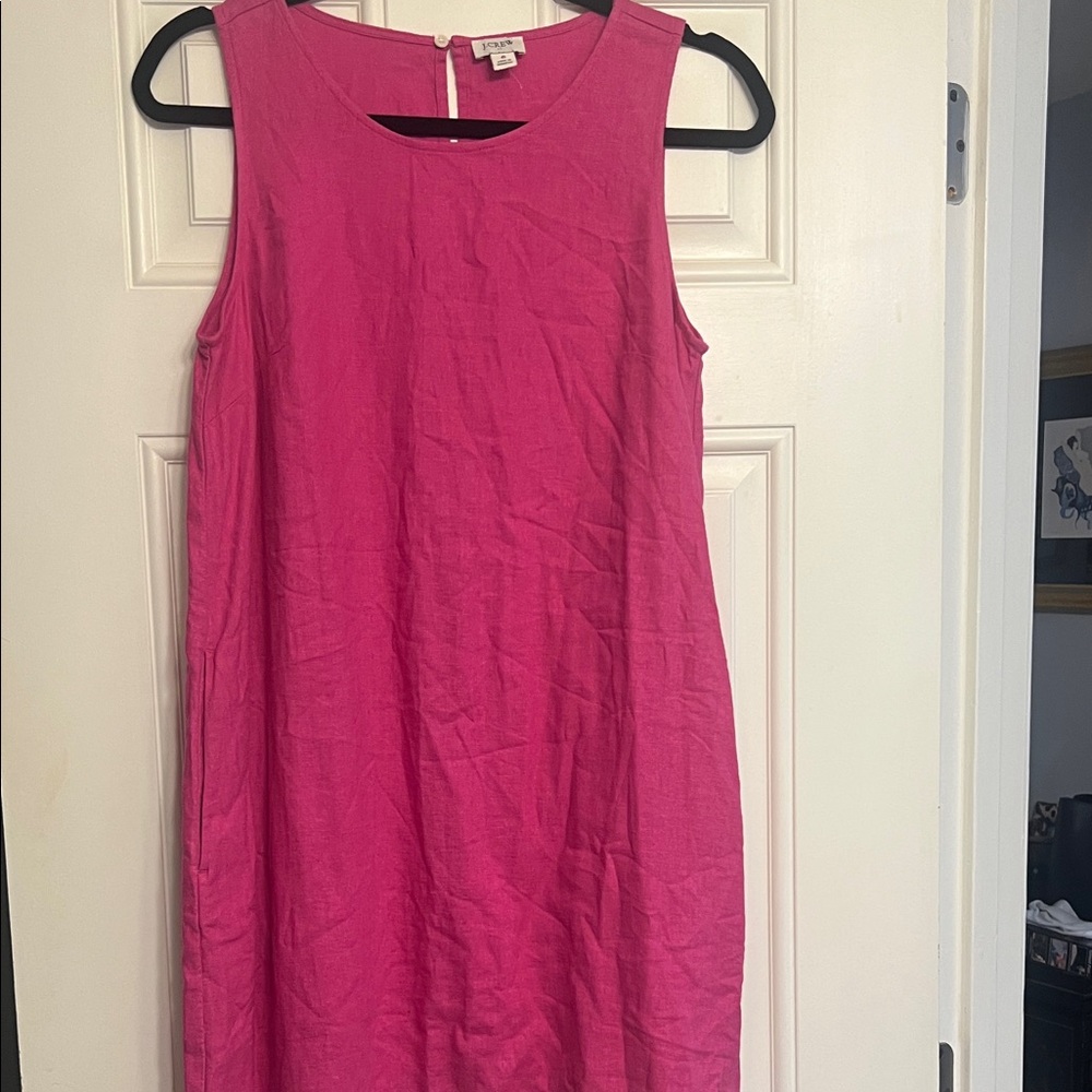 J. Crew Vibrant Pink Linen Dress. Like new! Size 6